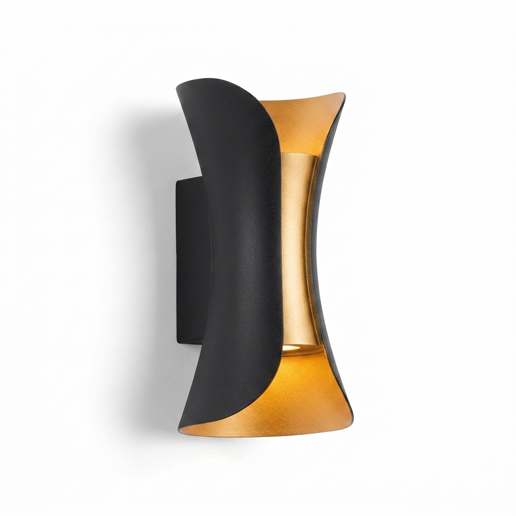 Solyellea Arc LED up-down wall light, matte black, on white background